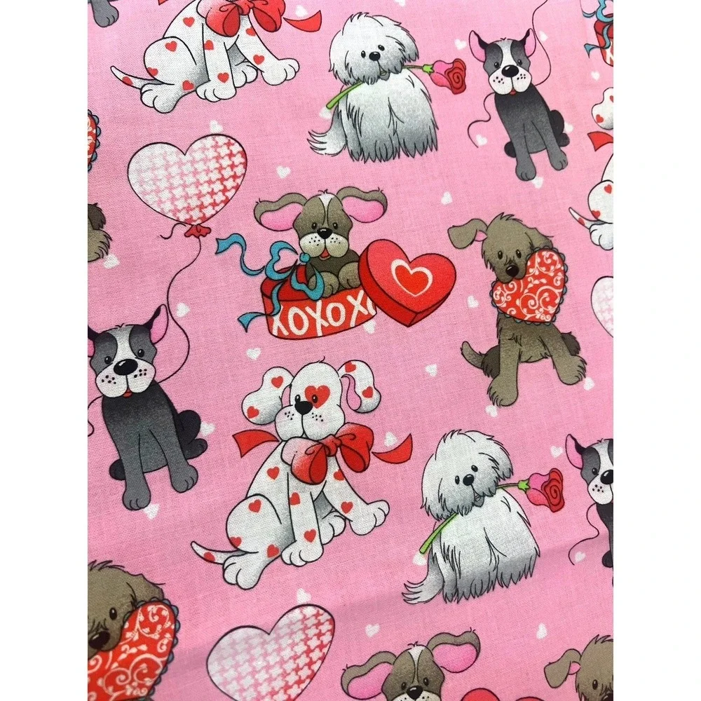 Vtg Patty Reed Dog Valentine Fabric Pet Pink 43